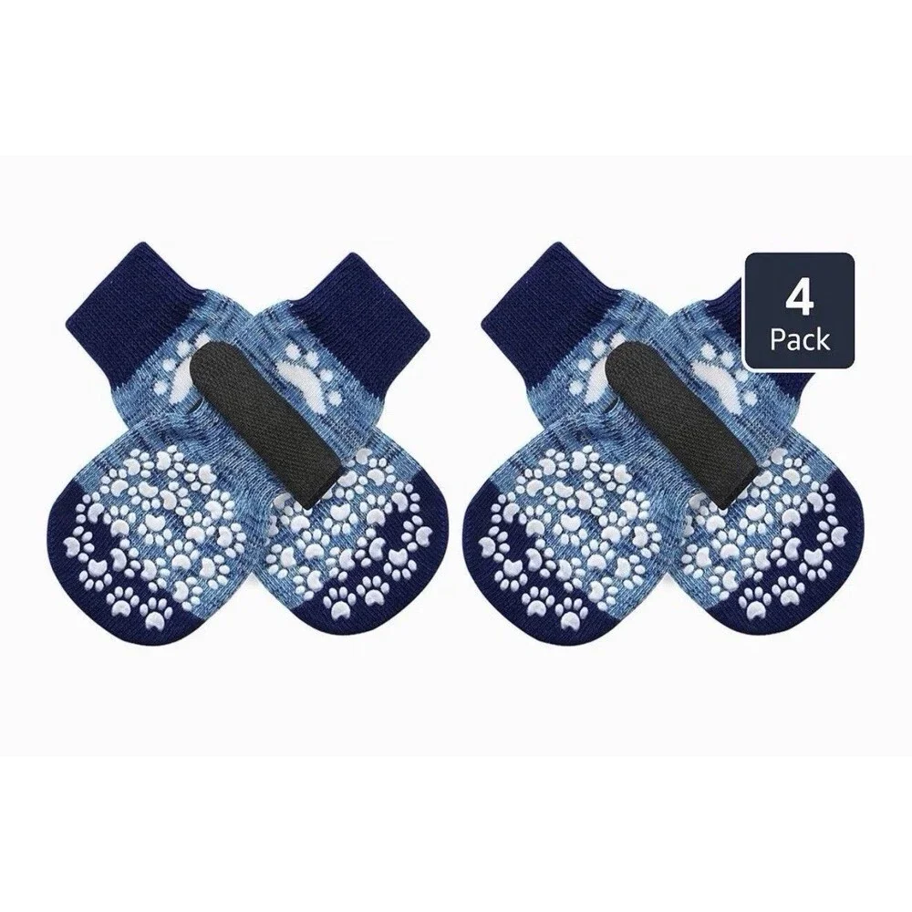 Expawlorer Anti Slip Dog Socks - 4 Pack, Blue,  ** NEW **